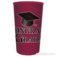Club Pack of 20 Burgundy "Congrats Grad!" Graduation Party Souvenir Tumbler Drinking Cups 22 oz.   